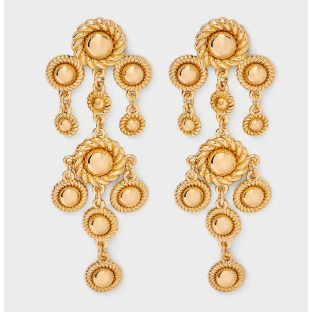 A new day Gold bead Chandelier Earrings